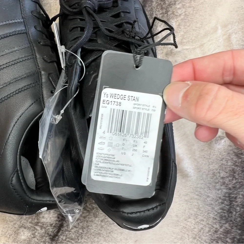 Y’s by Yohji Yamamoto Y’s adidas Wedge Stan Black Leather Sneakers